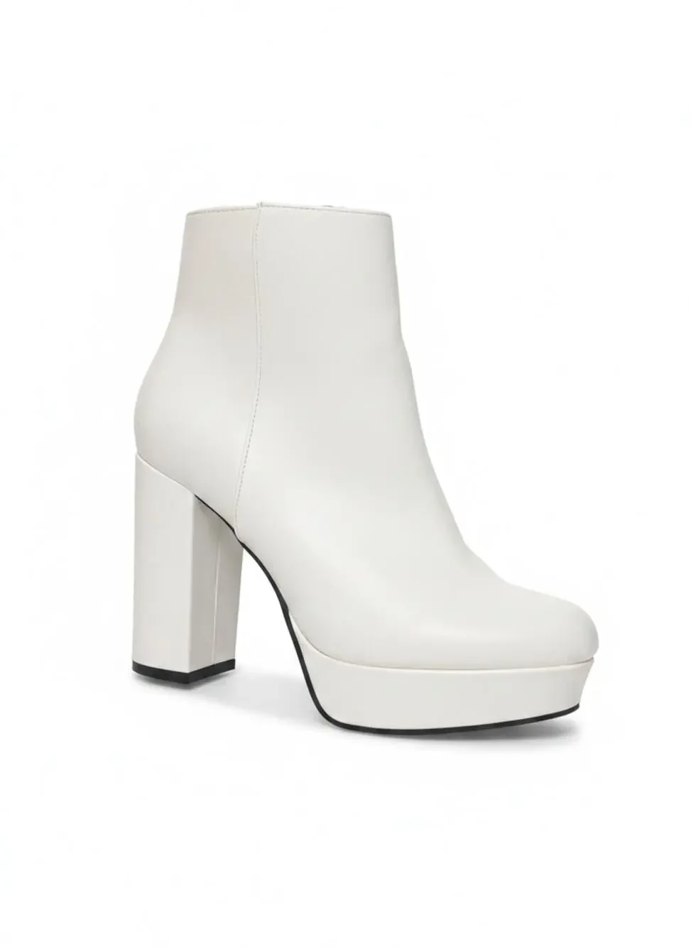 Bamboo Sorbet-06 Womens Size 6.5 White Platform Block Heel Ankle Boots Y2K - Picture 4 of 7